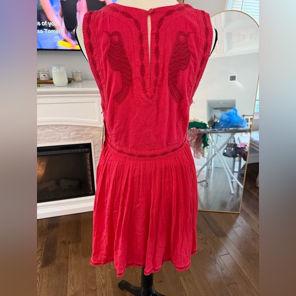 BNWT Free People Birds of a Feather Red Embroidered Dress - Picture 14 of 16